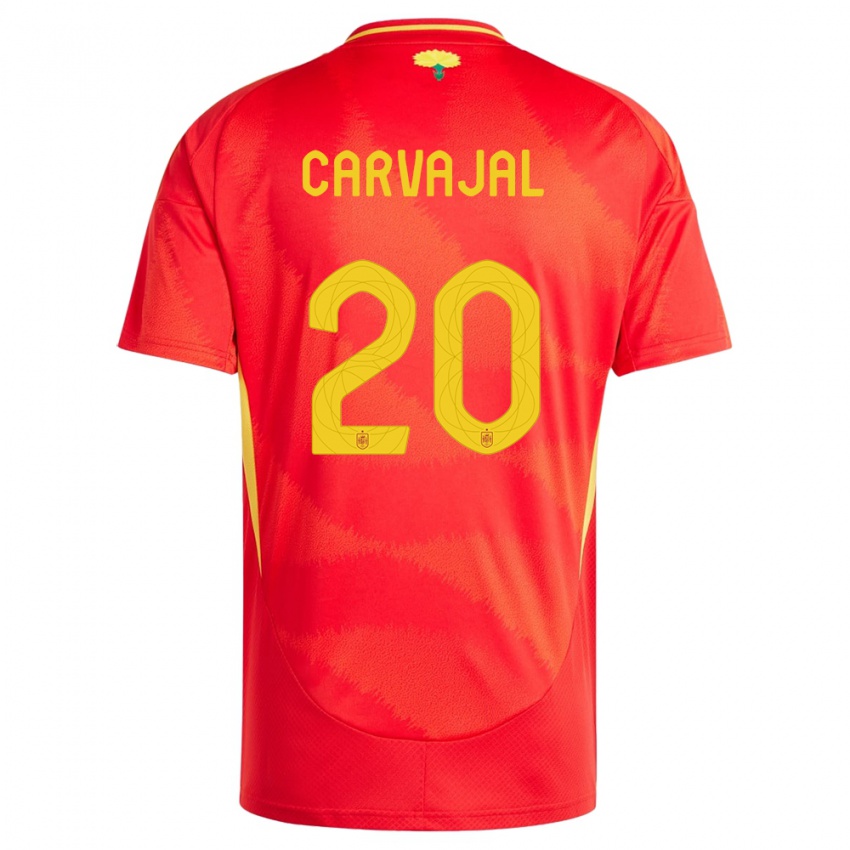 Mulher Camisola Espanha Daniel Carvajal #20 Vermelho Principal 24-26 Camisa