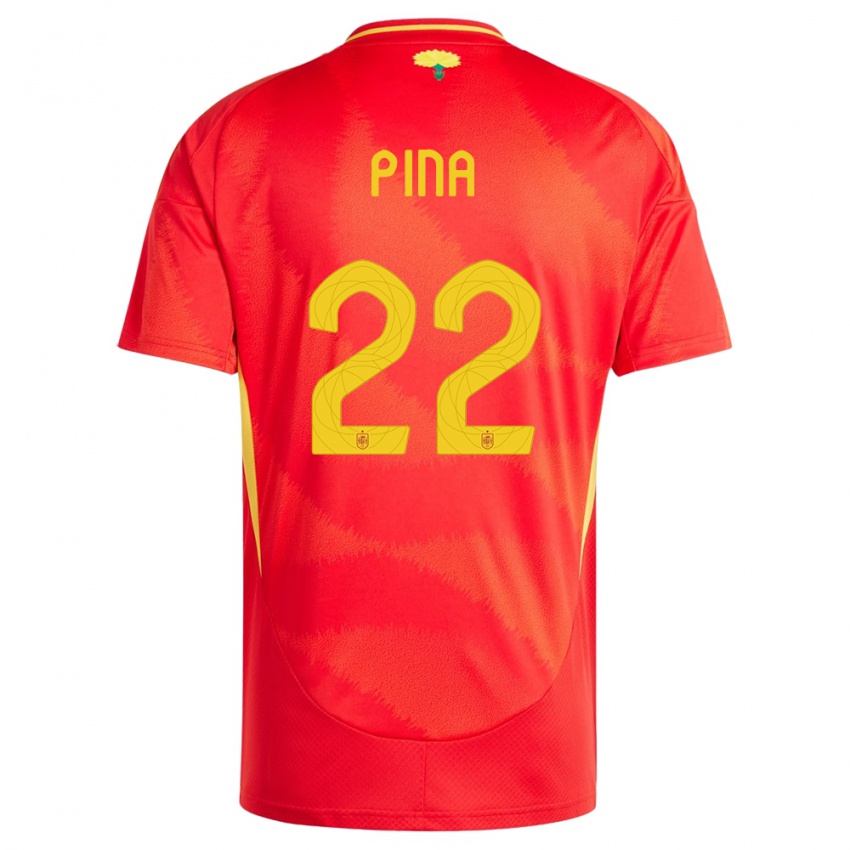 Mulher Camisola Espanha Claudia Pina #22 Vermelho Principal 24-26 Camisa