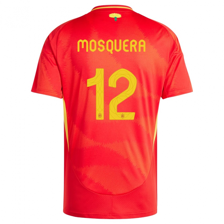 Mulher Camisola Espanha Cristian Mosquera #12 Vermelho Principal 24-26 Camisa