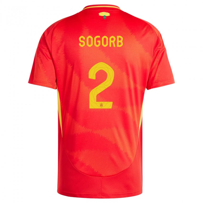 Mulher Camisola Espanha Carles Sogorb #2 Vermelho Principal 24-26 Camisa