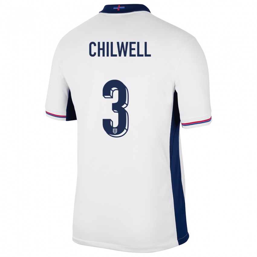 Mulher Camisola Inglaterra Ben Chilwell #3 Branco Principal 24-26 Camisa