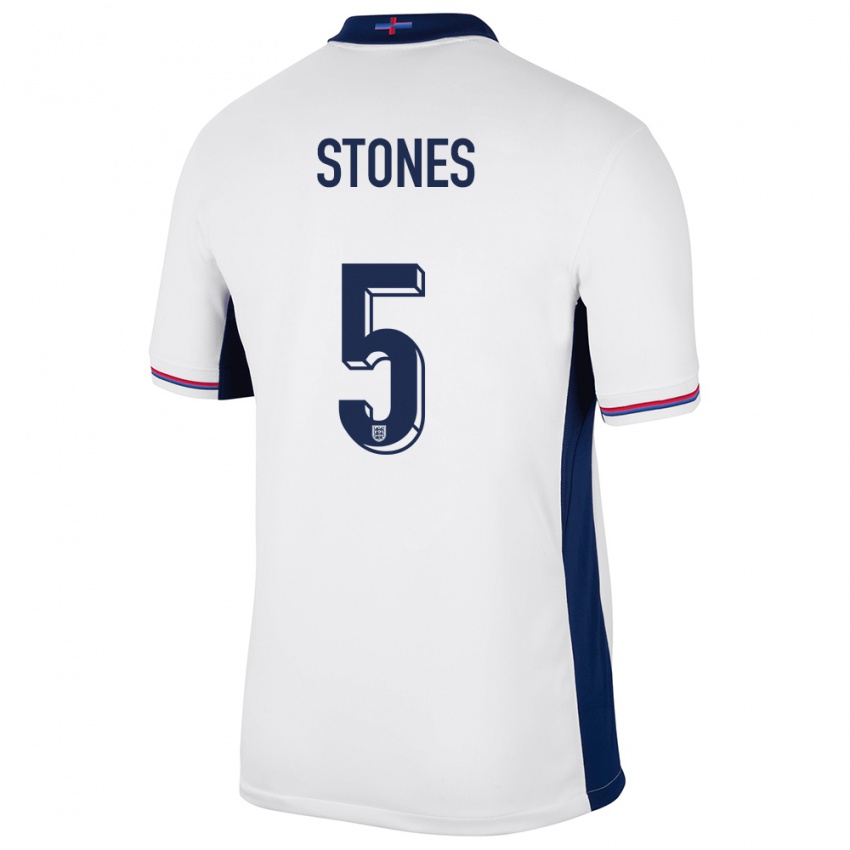 Mulher Camisola Inglaterra John Stones #5 Branco Principal 24-26 Camisa