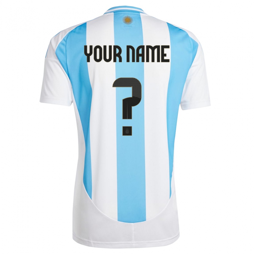 Mulher Camisola Argentina Seu Nome #0 Branco Azul Principal 24-26 Camisa