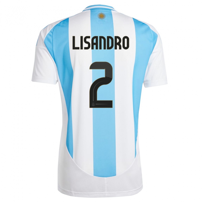Mulher Camisola Argentina Lisandro Martinez #2 Branco Azul Principal 24-26 Camisa