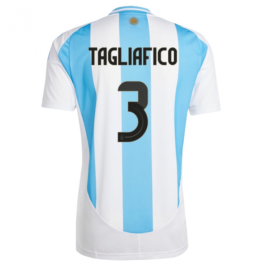 Mulher Camisola Argentina Nicolas Tagliafico #3 Branco Azul Principal 24-26 Camisa