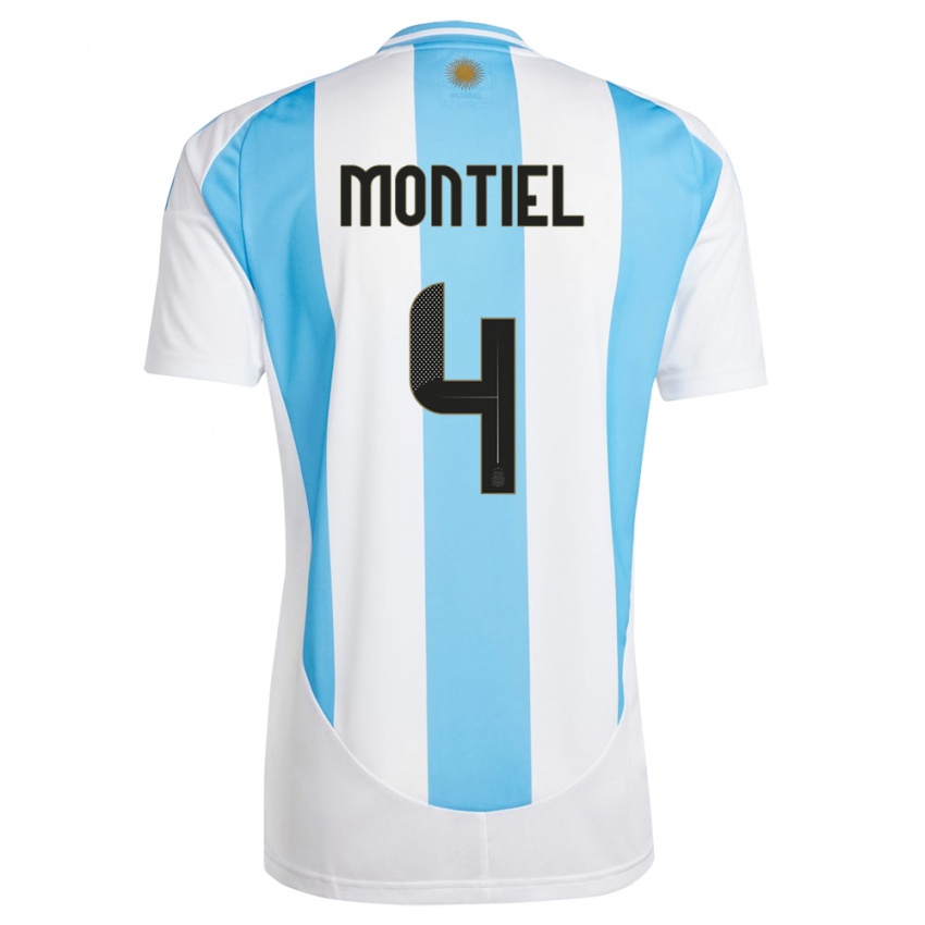 Mulher Camisola Argentina Gonzalo Montiel #4 Branco Azul Principal 24-26 Camisa
