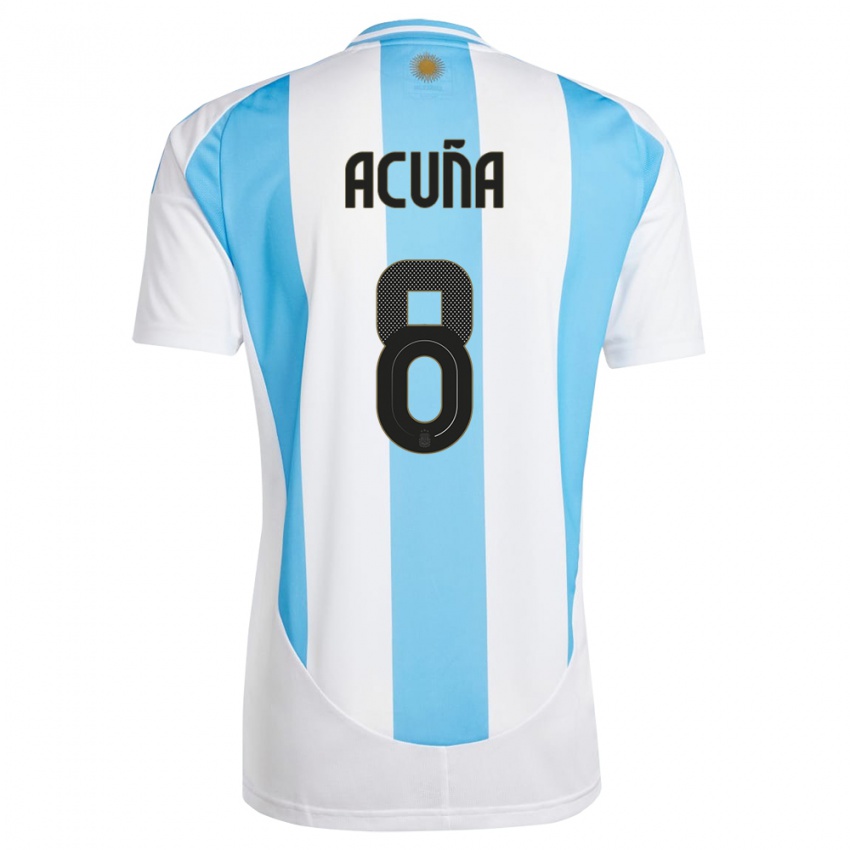 Mulher Camisola Argentina Marcos Acuna #8 Branco Azul Principal 24-26 Camisa