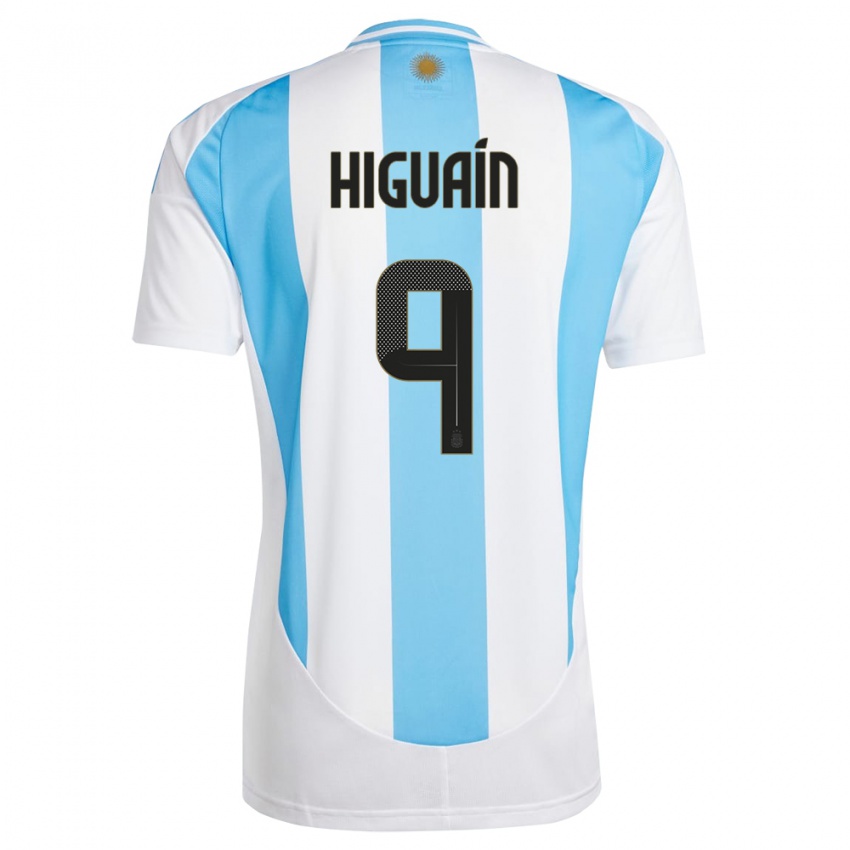 Mulher Camisola Argentina Gonzalo Higuain #9 Branco Azul Principal 24-26 Camisa