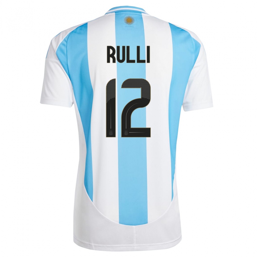 Mulher Camisola Argentina Geronimo Rulli #12 Branco Azul Principal 24-26 Camisa