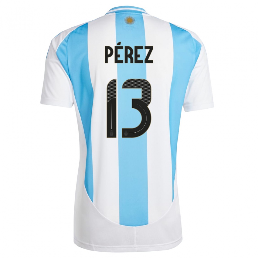 Mulher Camisola Argentina Nehuen Perez #13 Branco Azul Principal 24-26 Camisa