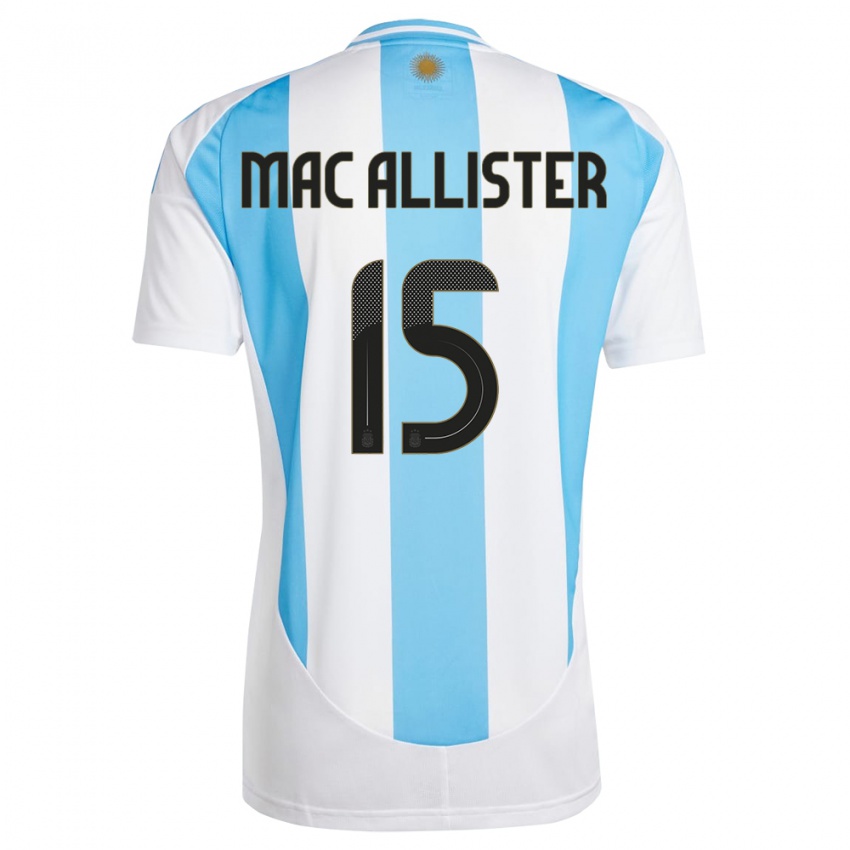 Mulher Camisola Argentina Alexis Mac Allister #15 Branco Azul Principal 24-26 Camisa