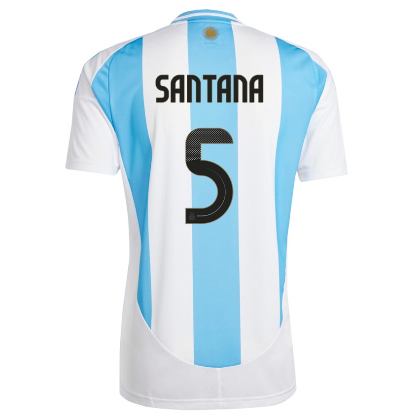 Mulher Camisola Argentina Vanesa Santana #5 Branco Azul Principal 24-26 Camisa