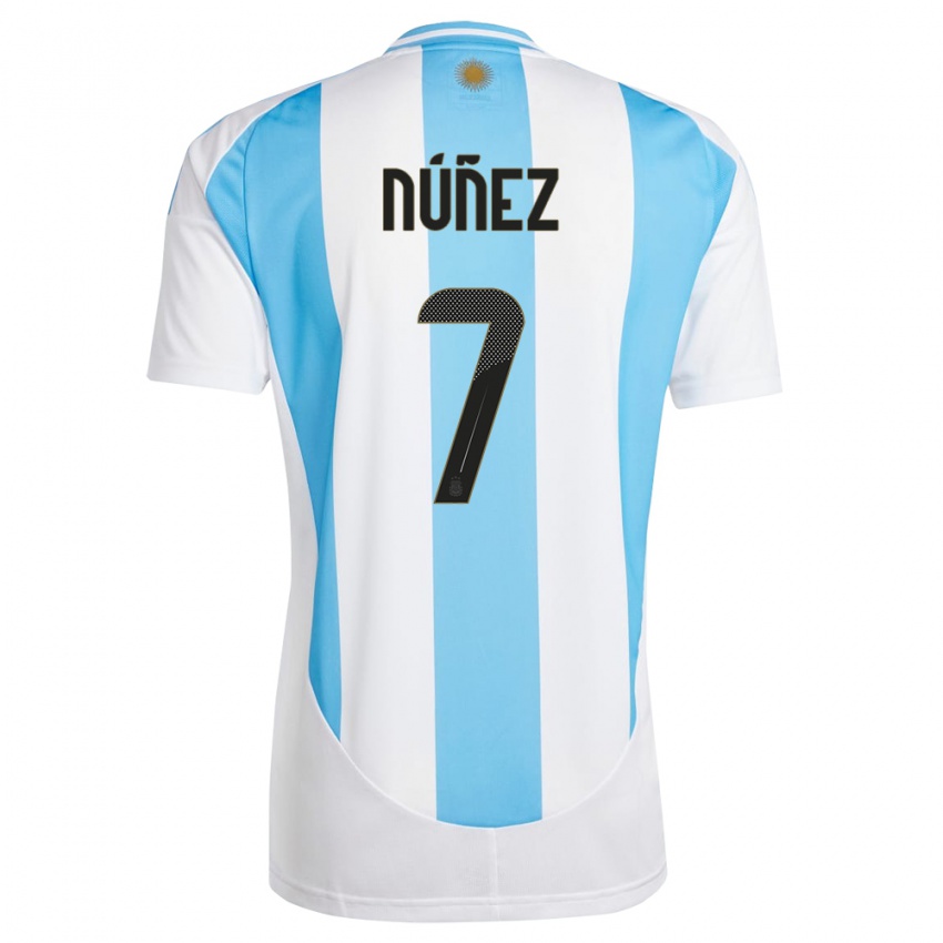 Mulher Camisola Argentina Romina Nunez #7 Branco Azul Principal 24-26 Camisa