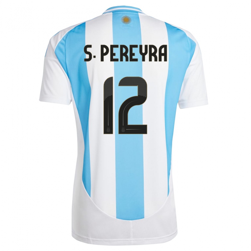 Mulher Camisola Argentina Solana Pereyra #12 Branco Azul Principal 24-26 Camisa