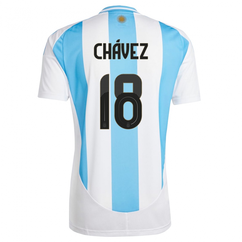 Mulher Camisola Argentina Gabriela Chavez #18 Branco Azul Principal 24-26 Camisa