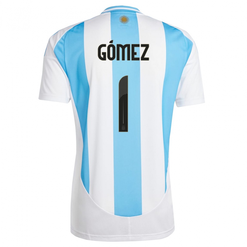Mulher Camisola Argentina Francisco Gomez #1 Branco Azul Principal 24-26 Camisa