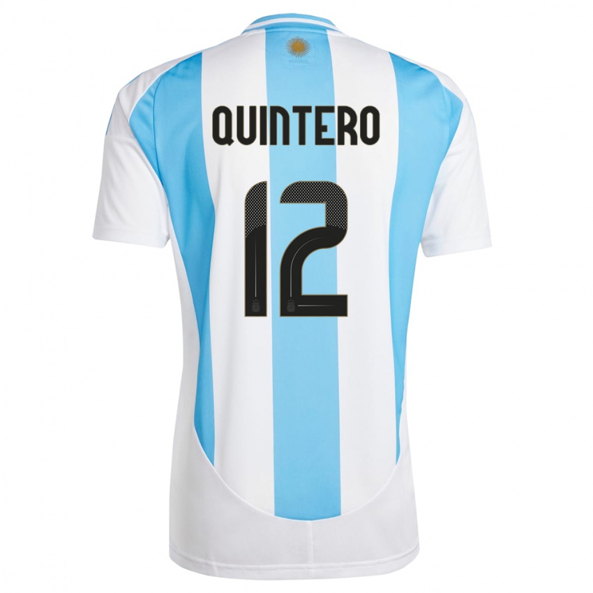 Mulher Camisola Argentina Valentino Quintero #12 Branco Azul Principal 24-26 Camisa