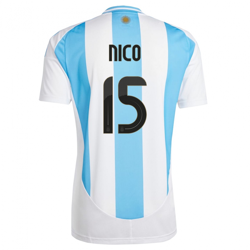 Mulher Camisola Argentina Nico #15 Branco Azul Principal 24-26 Camisa