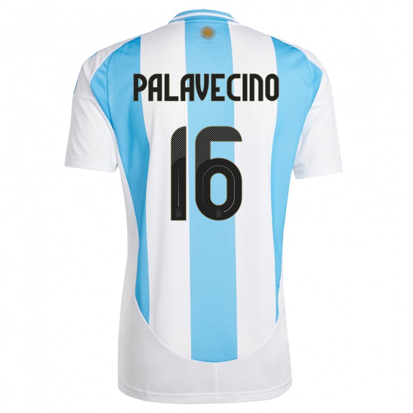 Mulher Camisola Argentina Nicolas Palavecino #16 Branco Azul Principal 24-26 Camisa