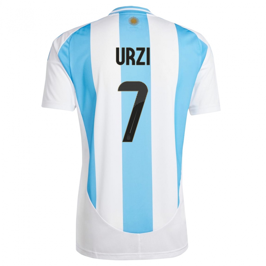 Mulher Camisola Argentina Agustin Urzi #7 Branco Azul Principal 24-26 Camisa