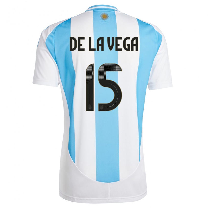 Mulher Camisola Argentina Pedro De La Vega #15 Branco Azul Principal 24-26 Camisa