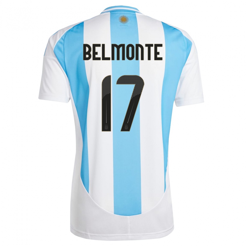 Mulher Camisola Argentina Tomas Belmonte #17 Branco Azul Principal 24-26 Camisa