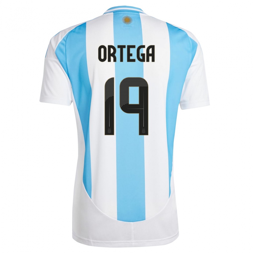 Mulher Camisola Argentina Francisco Ortega #19 Branco Azul Principal 24-26 Camisa