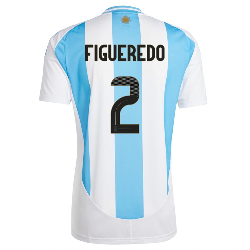 Mulher Camisola Argentina Leandro Figueredo #2 Branco Azul Principal 24-26 Camisa