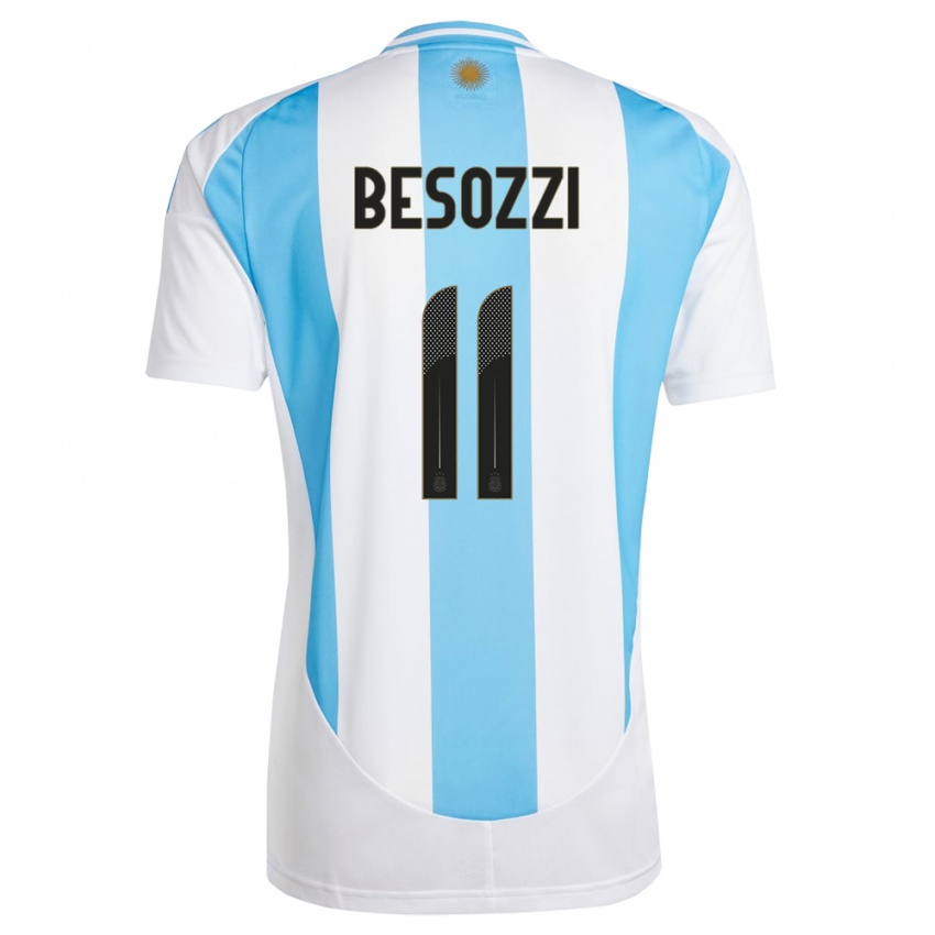 Mulher Camisola Argentina Lucas Besozzi #11 Branco Azul Principal 24-26 Camisa