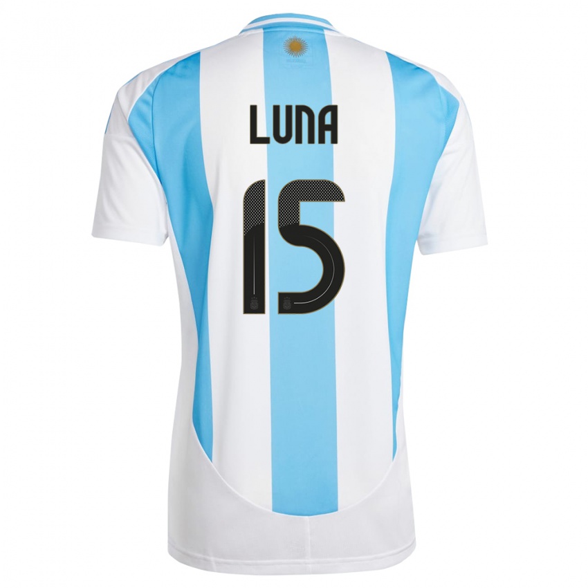 Mulher Camisola Argentina Alex Luna #15 Branco Azul Principal 24-26 Camisa