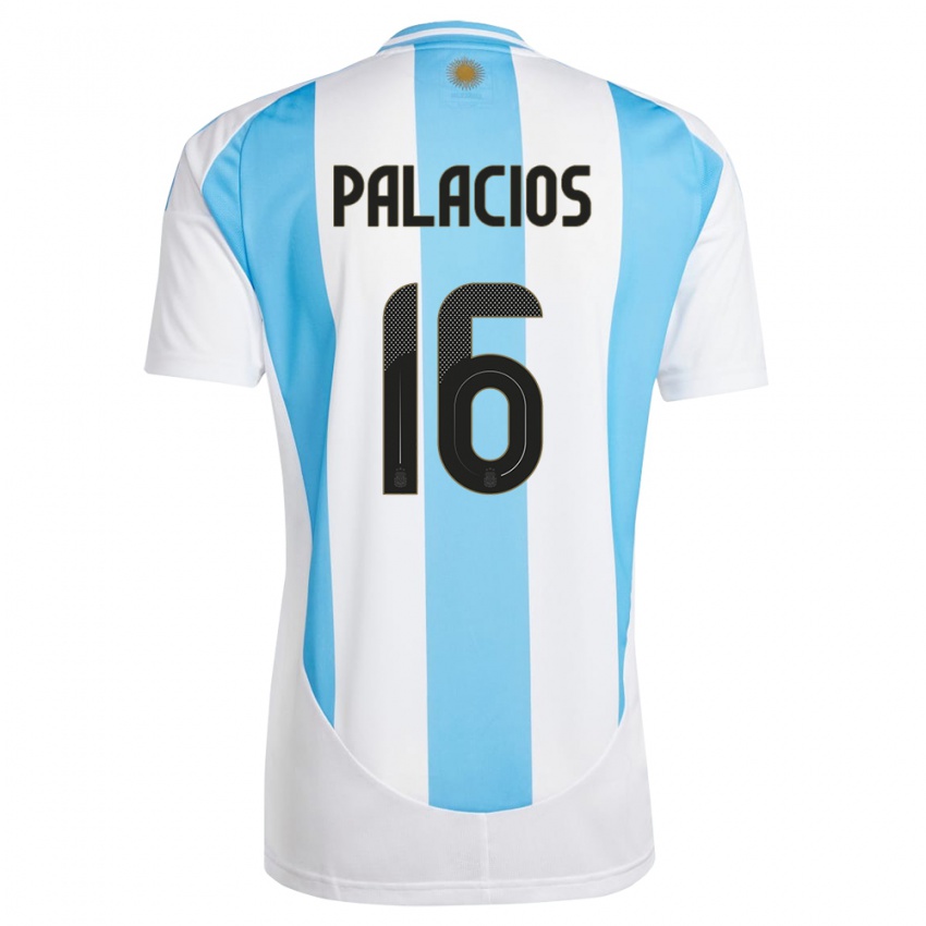 Mulher Camisola Argentina Tomas Palacios #16 Branco Azul Principal 24-26 Camisa