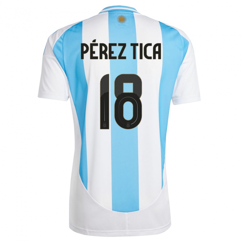 Mulher Camisola Argentina Jeremias Perez Tica #18 Branco Azul Principal 24-26 Camisa