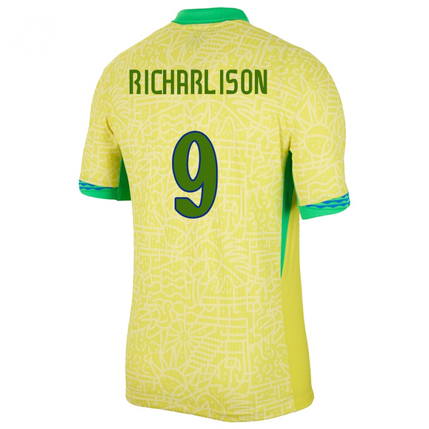 Mulher Camisola Brasil Richarlison #9 Amarelo Principal 24-26 Camisa