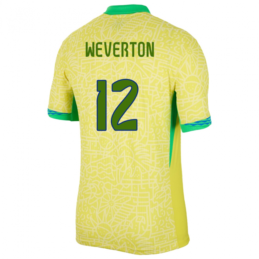 Mulher Camisola Brasil Weverton #12 Amarelo Principal 24-26 Camisa