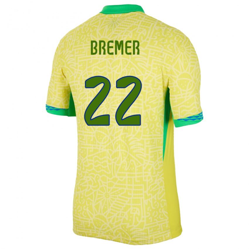 Mulher Camisola Brasil Bremer #22 Amarelo Principal 24-26 Camisa