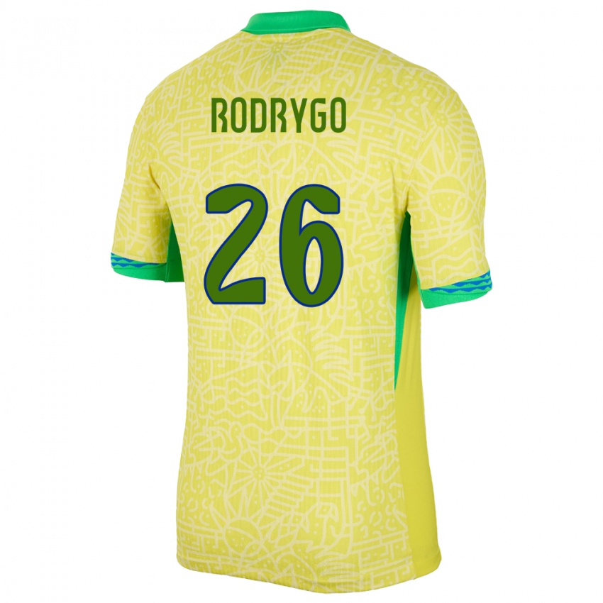 Mulher Camisola Brasil Rodrygo #26 Amarelo Principal 24-26 Camisa
