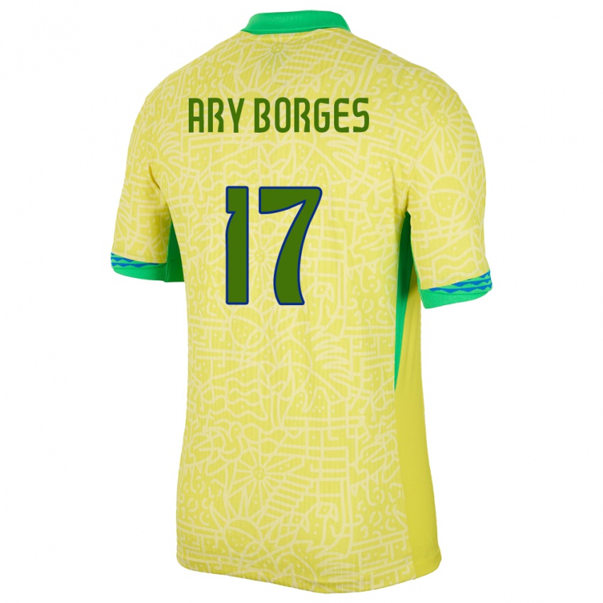 Mulher Camisola Brasil Ary Borges #17 Amarelo Principal 24-26 Camisa