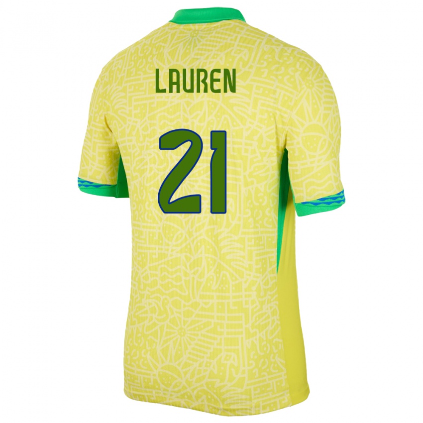 Mulher Camisola Brasil Lauren Costa #21 Amarelo Principal 24-26 Camisa