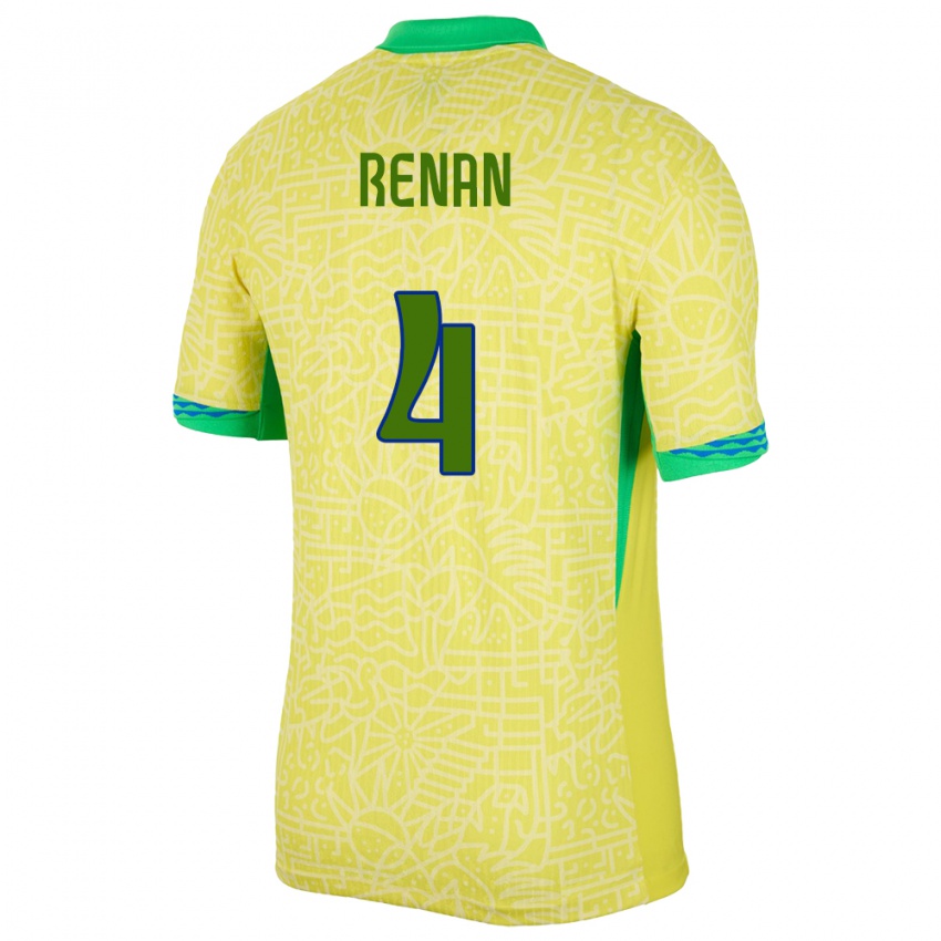 Mulher Camisola Brasil Robert Renan #4 Amarelo Principal 24-26 Camisa