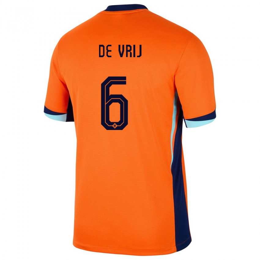 Mulher Camisola Países Baixos Stefan De Vrij #6 Laranja Principal 24-26 Camisa