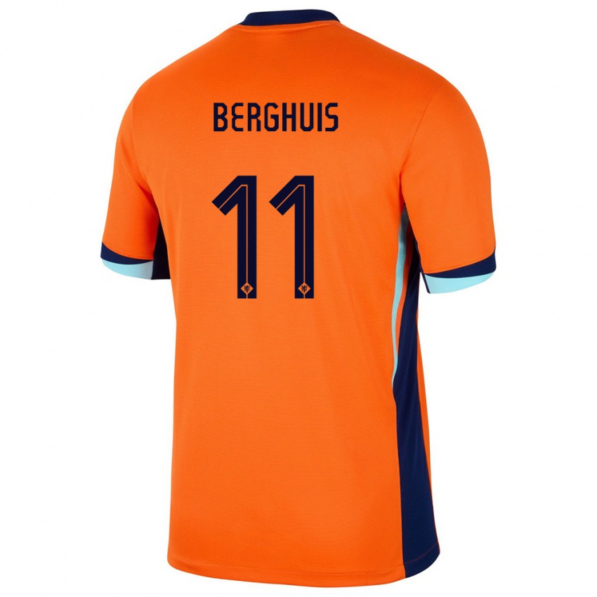 Mulher Camisola Países Baixos Steven Berghuis #11 Laranja Principal 24-26 Camisa