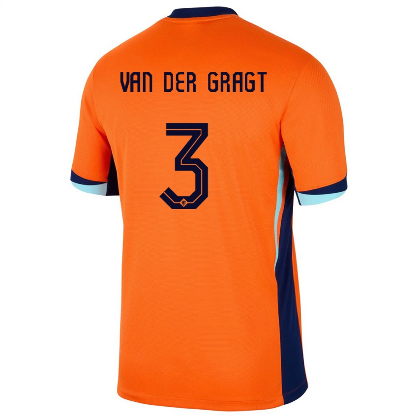 Mulher Camisola Países Baixos Stefanie Van Der Gragt #3 Laranja Principal 24-26 Camisa