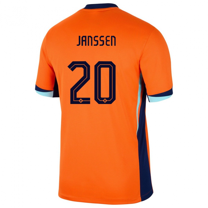 Mulher Camisola Países Baixos Dominique Janssen #20 Laranja Principal 24-26 Camisa