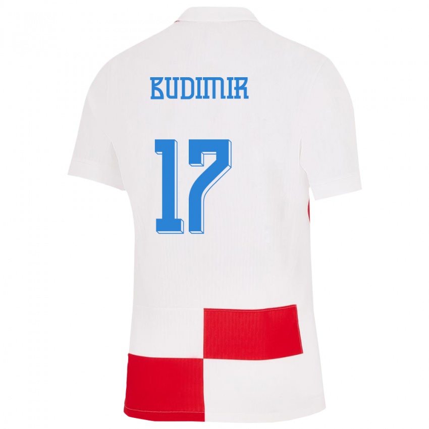 Mulher Camisola Croácia Ante Budimir #17 Branco Vermelho Principal 24-26 Camisa