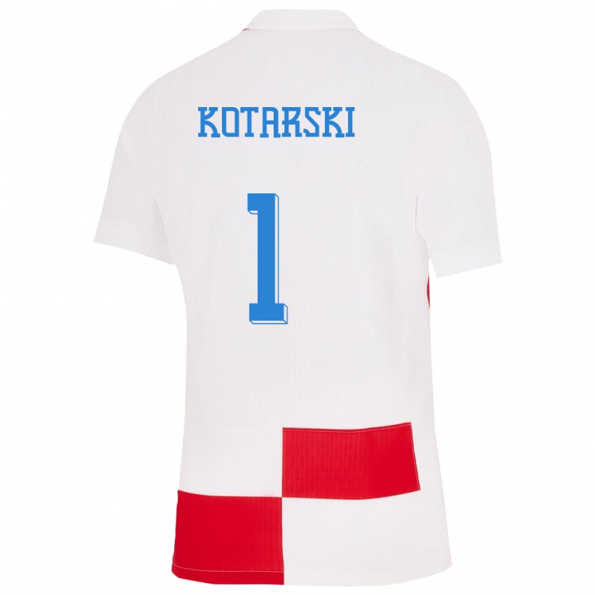 Mulher Camisola Croácia Dominik Kotarski #1 Branco Vermelho Principal 24-26 Camisa