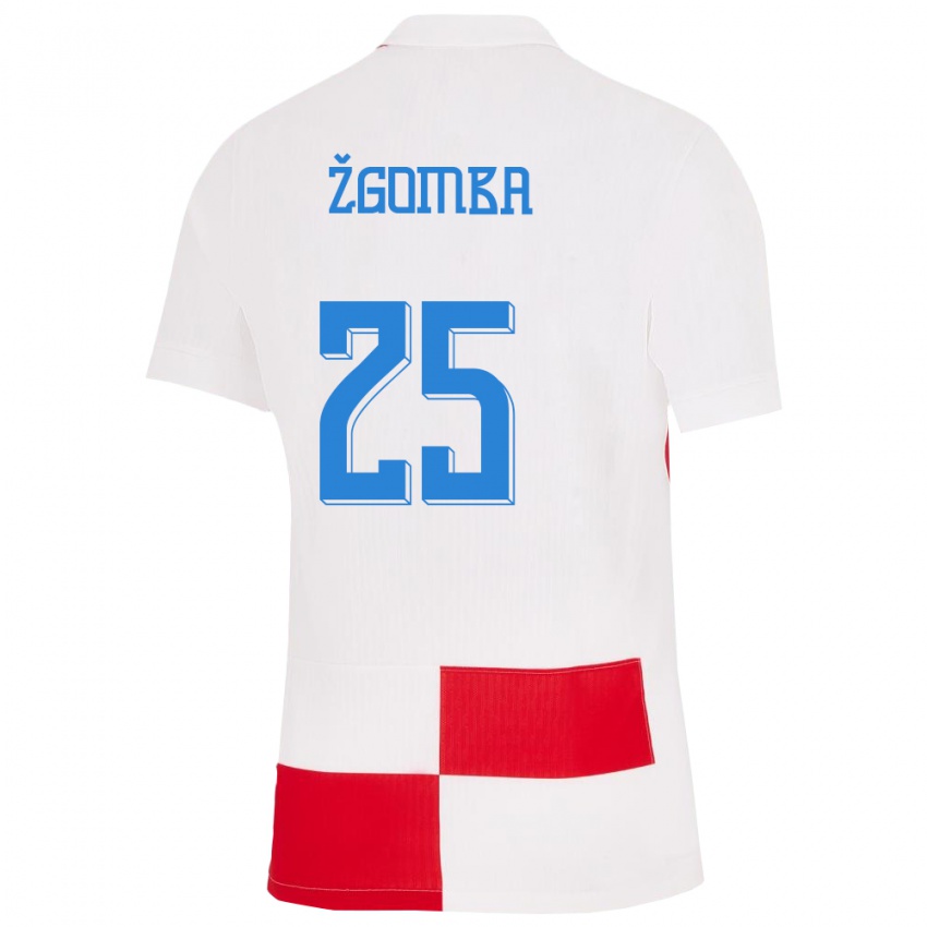 Mulher Camisola Croácia Marin Zgomba #25 Branco Vermelho Principal 24-26 Camisa