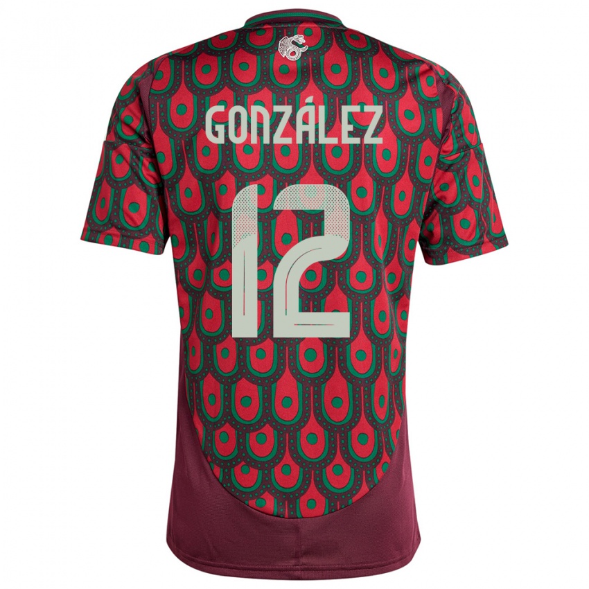 Mulher Camisola México Itzel Gonzalez #12 Marrom Principal 24-26 Camisa