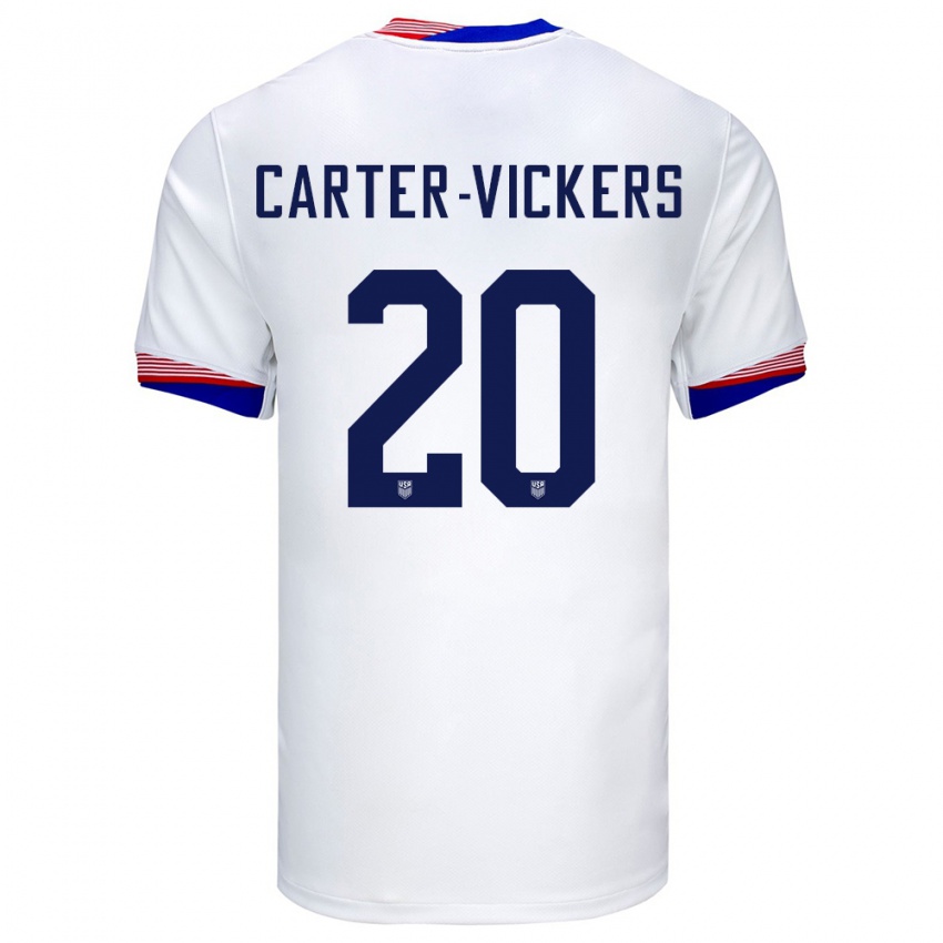 Mulher Camisola Estados Unidos Cameron Carter-Vickers #20 Branco Principal 24-26 Camisa