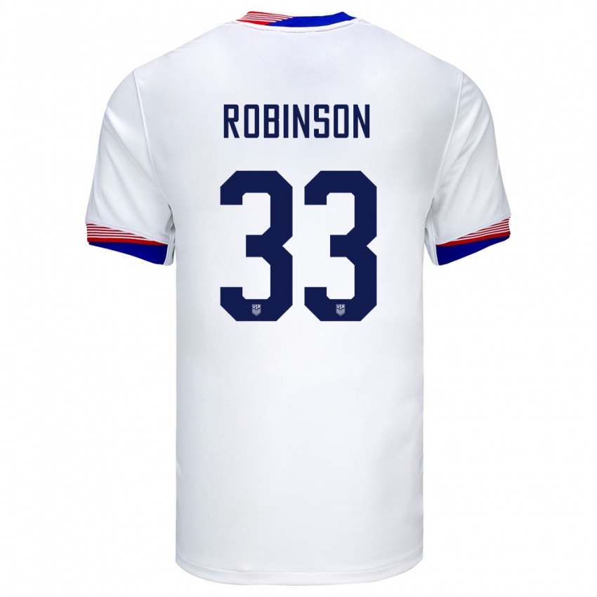 Mulher Camisola Estados Unidos Antonee Robinson #33 Branco Principal 24-26 Camisa