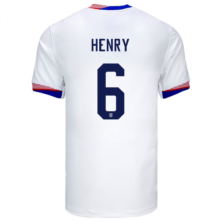 Mulher Camisola Estados Unidos Kobi Henry #6 Branco Principal 24-26 Camisa